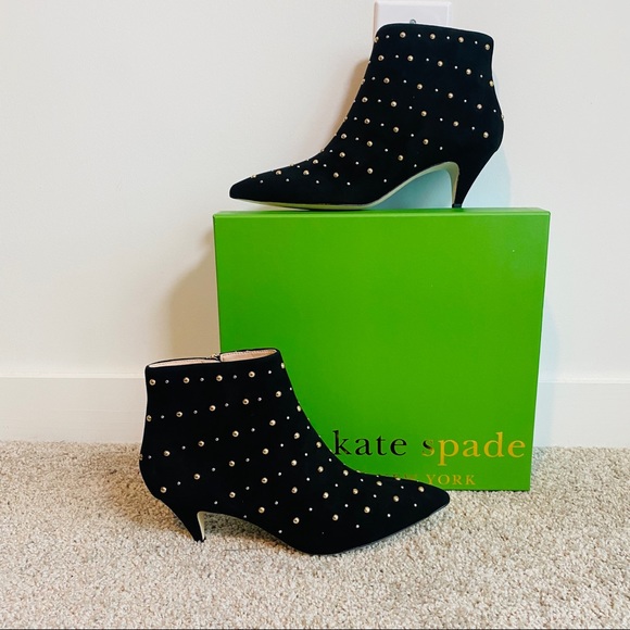 Kate Spade Genuine Suede Leather Starr Studded Ankle Booties Size 9.5 - Picture 6 of 15